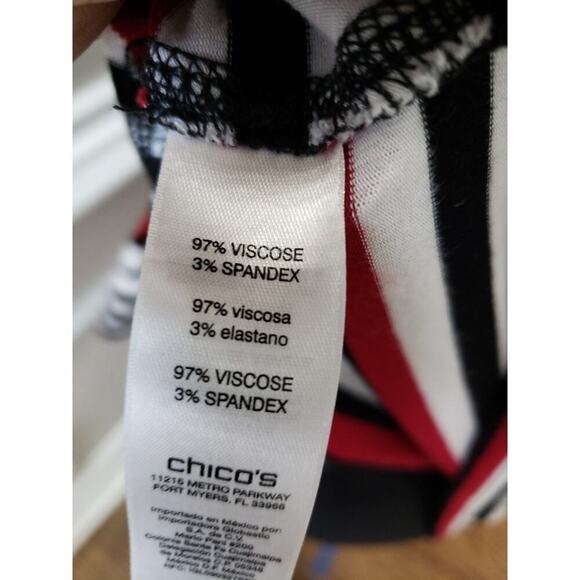 Women's Zenergy by Chico's Red & Black Striped Cowl Neck Long Sleeve Top Size L - Picture 9 of 11